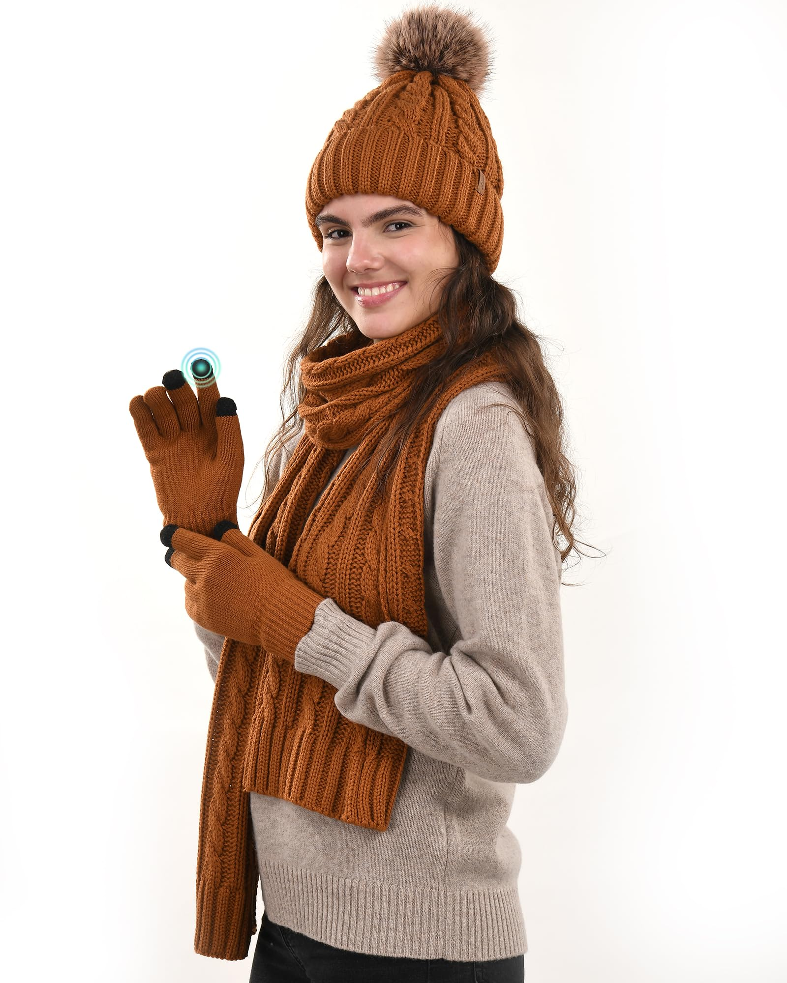Elegant Winter Hat, Scarf, and Gloves Set