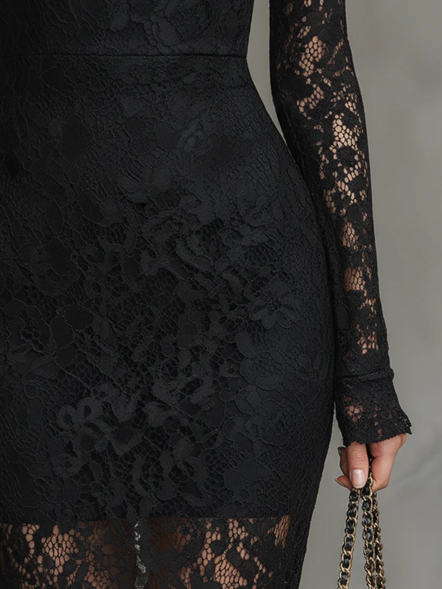 Veronika | Black Lace Maxi Dress