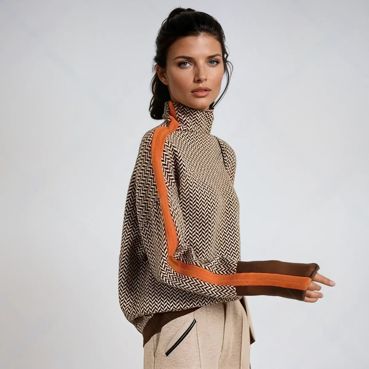 Eleanor | Herringbone Luxe Turtleneck