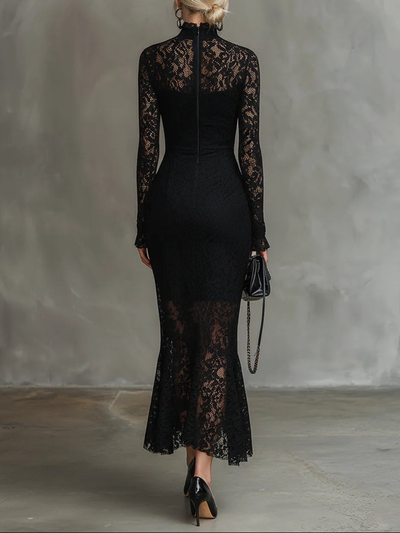 Veronika | Black Lace Maxi Dress