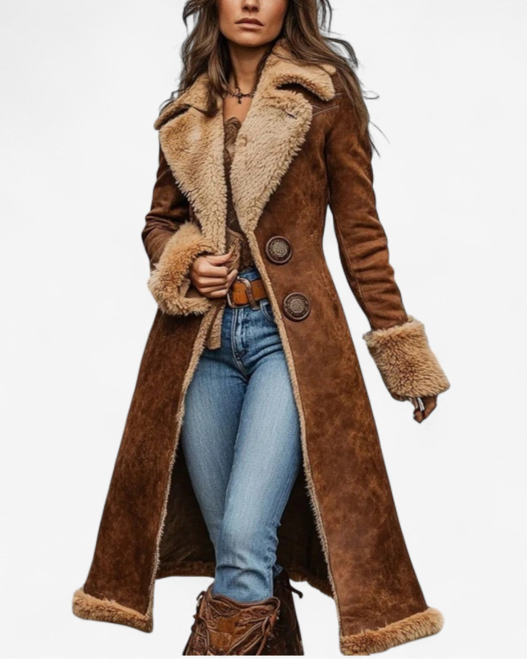Nina I Vintage-Inspired Coat with Faux Fur